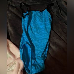 blue and sparkle gymnastics leotard